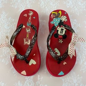 Disney Minnie Mouse Wedge Flip Flops 7 Inches Long S/M